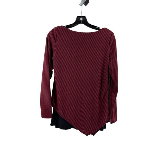 AGB Petite Women's Red Black Striped Lined Knit Shirt Top Shirt Blouse Size PS - Picture 3 of 9